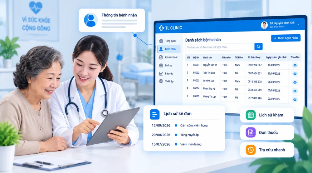 Quản lý bệnh nhân & lịch sử kê đơn